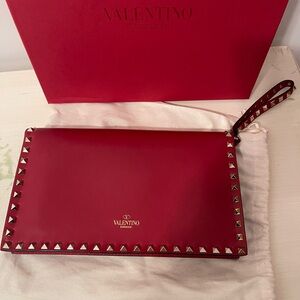 Valentino Garavani Red Studded Clutch